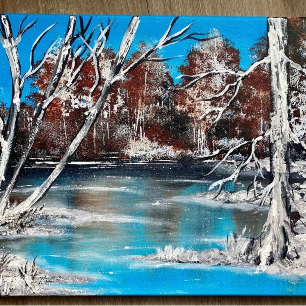Snowy trees landscape painting